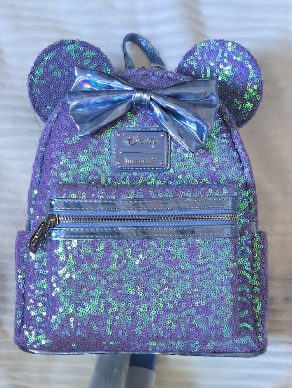 Loungefly Purple Iridescent Sequin Minnie Mouse Backpack